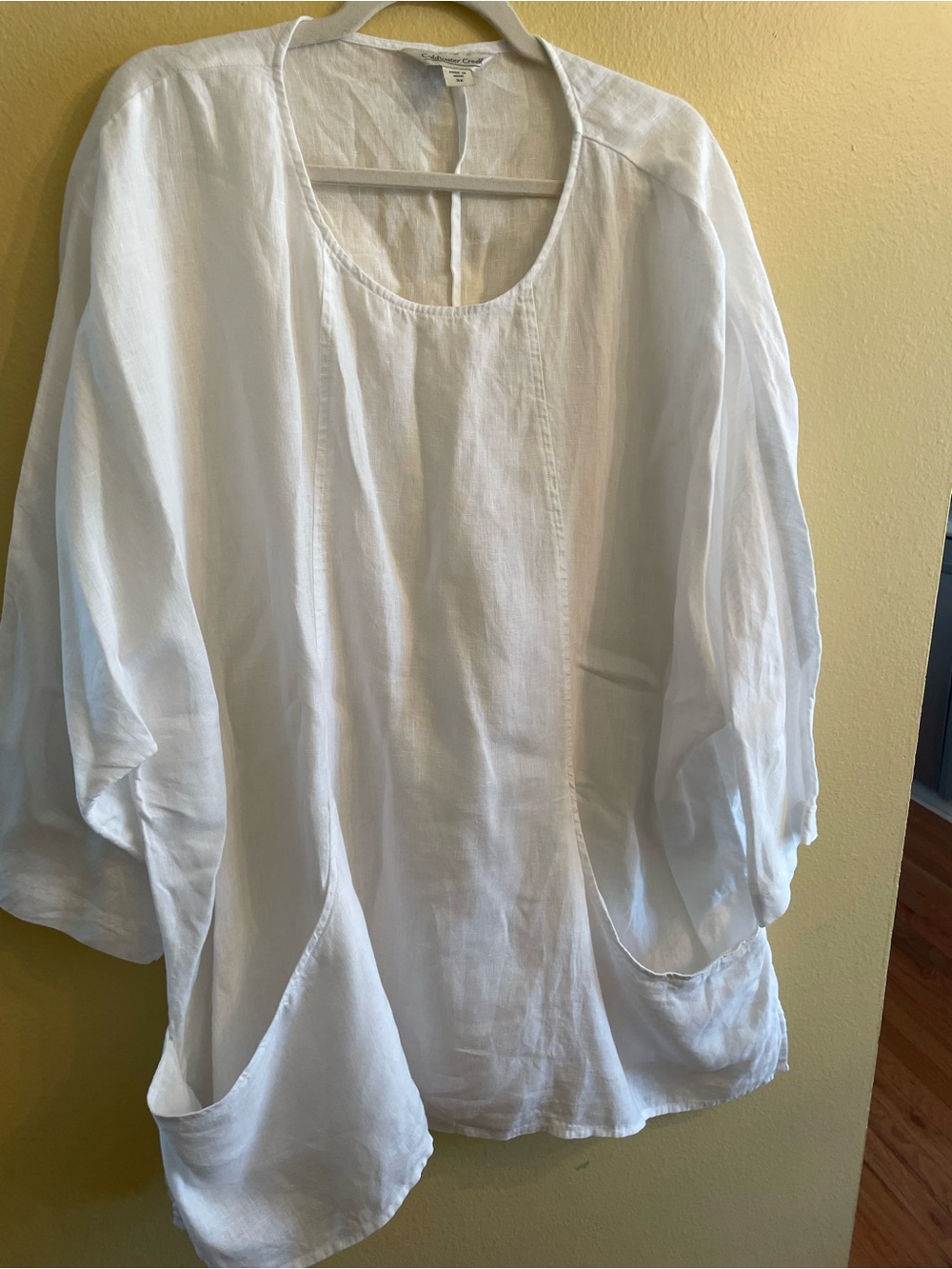 Coldwater Creek White Scoop Neck Linen Tunic